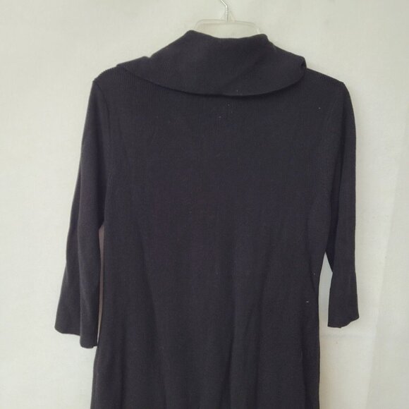 Calvin Klein Dress Womens L‎ Black Zipper Front Sweater 3/4 Sleeve Sheath Knit - Picture 7 of 14